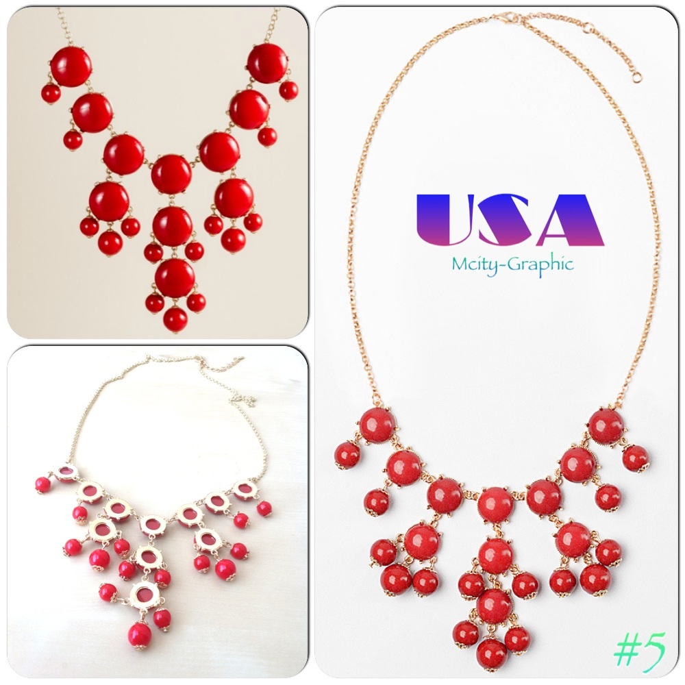 Usa High Quality Bubble Necklace #5 , Handmade Bib Necklace, Bubble Statement Necklace Jewelry -- Red