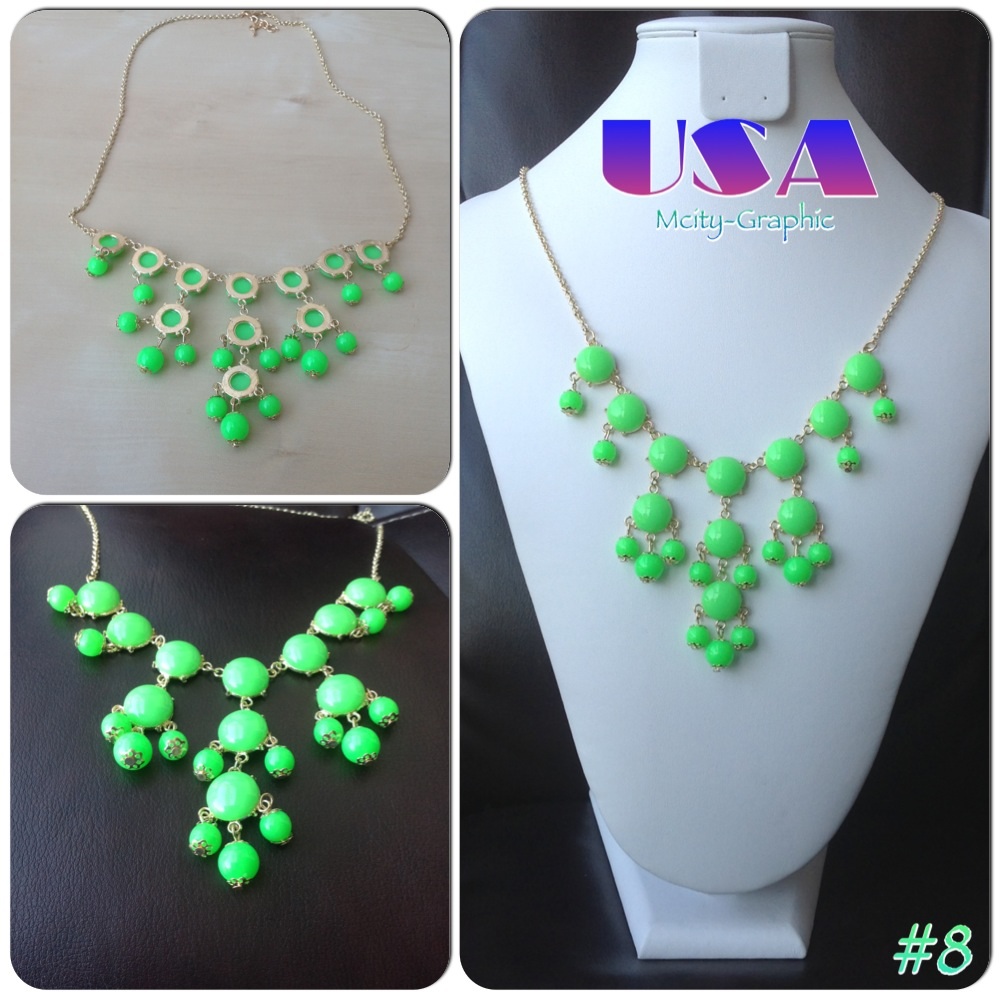 Usa High Quality Bubble Necklace #8 , Handmade Bib Necklace, Bubble Statement Necklace Jewelry -- Green