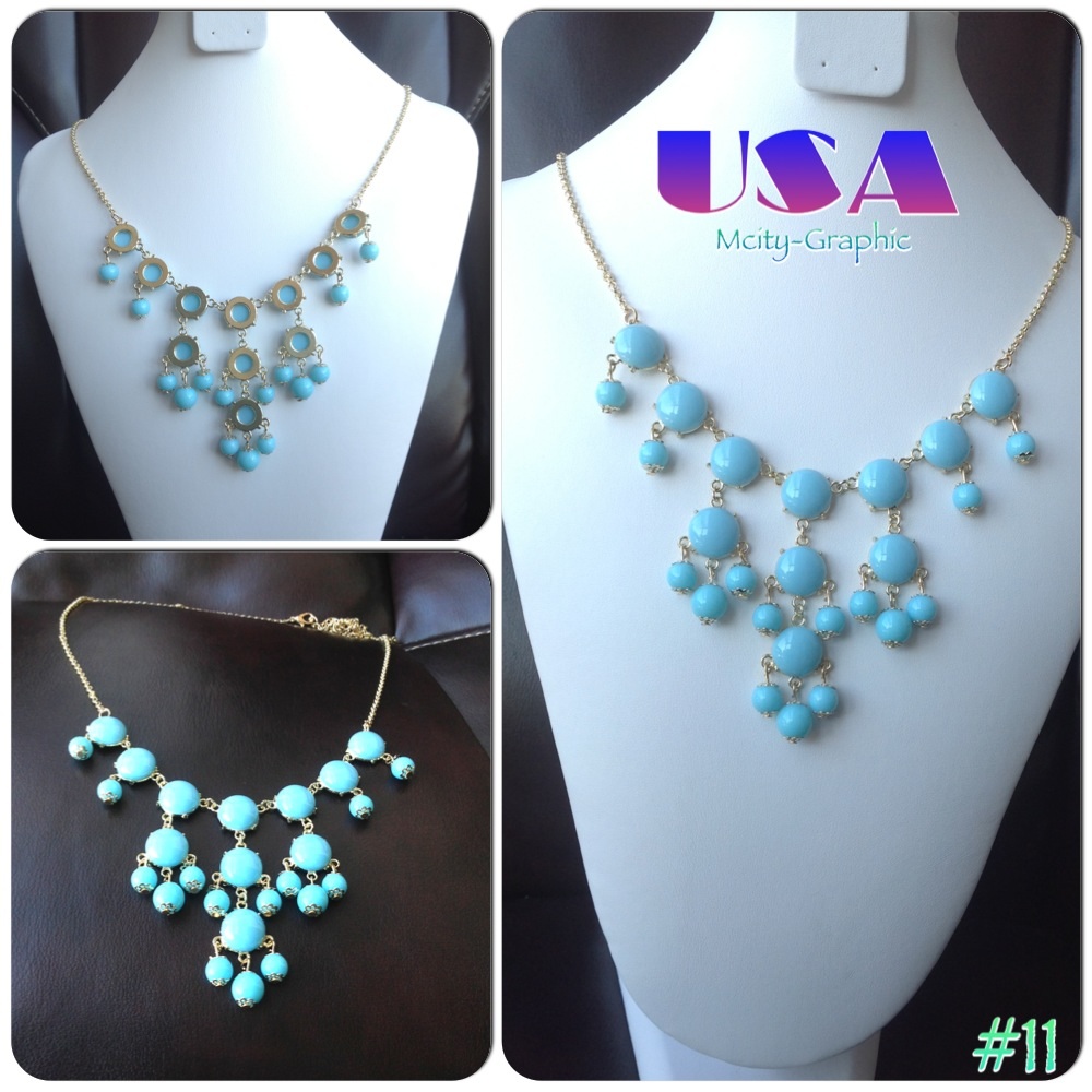 Usa High Quality Bubble Necklace #11 , Handmade Bib Necklace, Bubble Statement Necklace Jewelry -- Turquoise