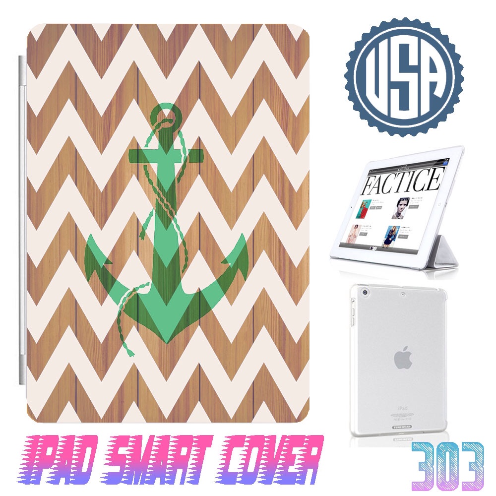 Usa Wood Print Anchor Chevron Ipad Air Smart Cover , Ipad Mini Smart Cover , Ipad 4 Smart Cover , Ipad 3 Case , Ipad 2 Magnetic Sleep Wake Case