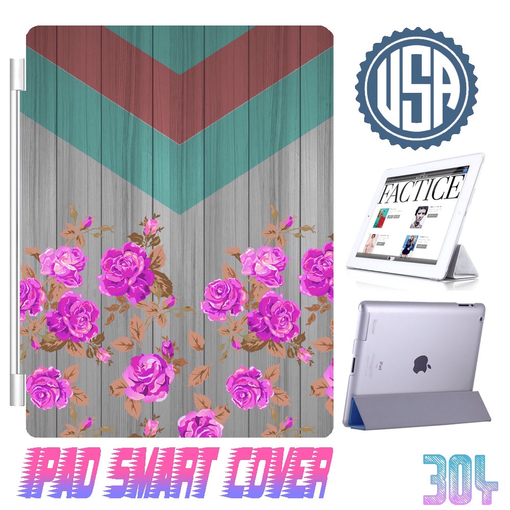 Usa Wood Print Chevron Flower Ipad Air Smart Cover , Ipad Mini Smart Cover , Ipad 4 Smart Cover , Ipad 3 Case , Ipad 2 Magnetic Sleep Wake Case